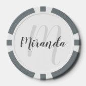 Modern Script Personalisiert Monogram und Name Pokerchips (Vorderseite)