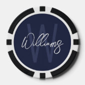 Modern Script Personalisiert Monogram und Name Pokerchips (Vorderseite)