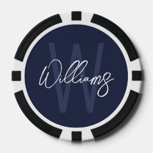 Modern Script Personalisiert Monogram und Name Pokerchips