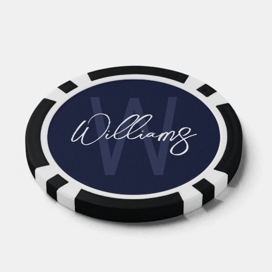 Modern Script Personalisiert Monogram und Name Pokerchips (Einzeln)