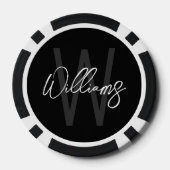 Modern Script Personalisiert Monogram und Name Pokerchips (Rückseite)