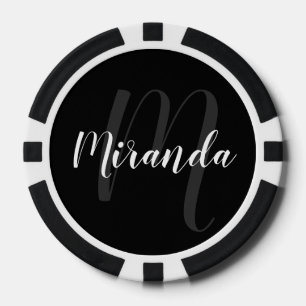 Modern Script Personalisiert Monogram und Name Pokerchips