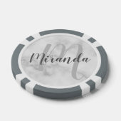 Modern Script Personalisiert Monogram und Name Pokerchips (Einzeln)