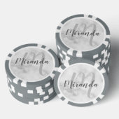 Modern Script Personalisiert Monogram und Name Pokerchips (Stapel)
