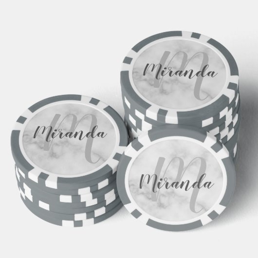 Modern Script Personalisiert Monogram und Name Pokerchips (Stapel)
