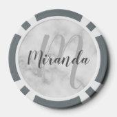 Modern Script Personalisiert Monogram und Name Pokerchips (Rückseite)