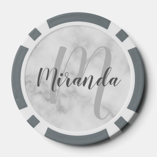 Modern Script Personalisiert Monogram und Name Pokerchips (Rückseite)