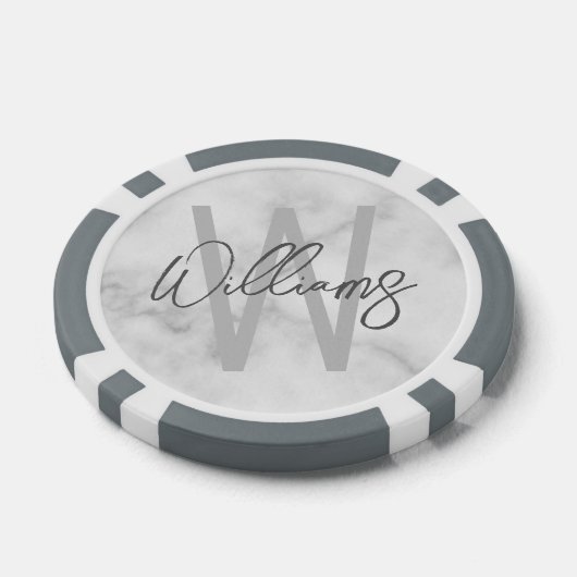 Modern Script Personalisiert Monogram und Name Pokerchips (Einzeln)