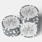 Modern Script Personalisiert Monogram und Name Pokerchips (Stapel)