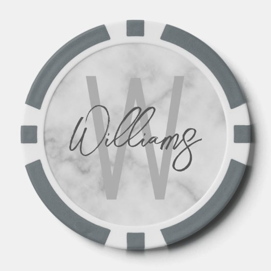 Modern Script Personalisiert Monogram und Name Pokerchips (Vorderseite)