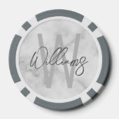 Modern Script Personalisiert Monogram und Name Pokerchips (Rückseite)