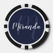 Modern Script Personalisiert Monogram und Name Pokerchips (Vorderseite)