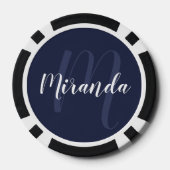 Modern Script Personalisiert Monogram und Name Pokerchips (Rückseite)