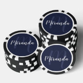 Modern Script Personalisiert Monogram und Name Pokerchips (Stapel)