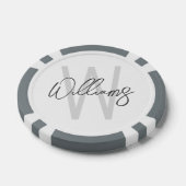 Modern Script Personalisiert Monogram und Name Pokerchips (Einzeln)