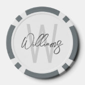 Modern Script Personalisiert Monogram und Name Pokerchips (Rückseite)