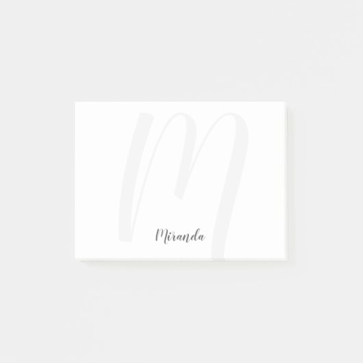 Modern Script Personalisiert Monogram und Name Post-it Klebezettel (Vorderseite)