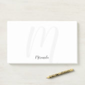 Modern Script Personalisiert Monogram und Name Post-it Klebezettel (Auf Schreibtisch)