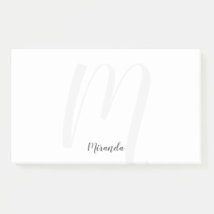 Modern Script Personalisiert Monogram und Name Post-it Klebezettel
