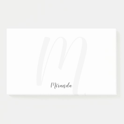 Modern Script Personalisiert Monogram und Name Post-it Klebezettel (Vorderseite)