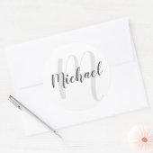 Modern Script Personalisiert Monogram und Name Runder Aufkleber (Umschlag)
