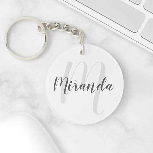 Modern Script Personalisiert Monogram und Name Schlüsselanhänger