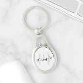 Modern Script Personalisiert Monogram und Name Schlüsselanhänger