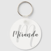 Modern Script Personalisiert Monogram und Name Schlüsselanhänger (Vorderseite)