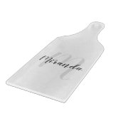 Modern Script Personalisiert Monogram und Name Schneidebrett (Ecke)