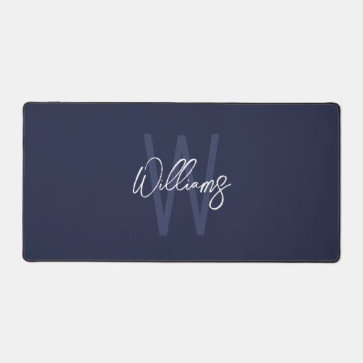 Modern Script Personalisiert Monogram und Name Schreibtischunterlage (Vorderseite)