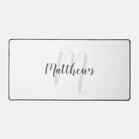 Modern Script Personalisiert Monogram und Name Schreibtischunterlage (Vorderseite)