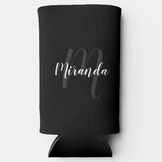 Modern Script Personalisiert Monogram und Name Selters Dosenkühler (Vorderseite)