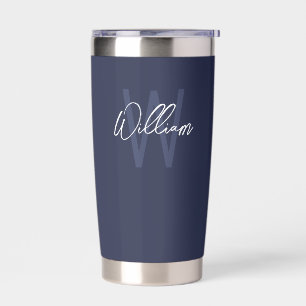 Modern Script Personalisiert Monogram und Name Thermobecher
