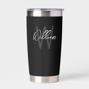 Modern Script Personalisiert Monogram und Name Thermobecher