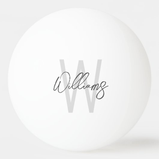 Modern Script Personalisiert Monogram und Name Tischtennisball (Vorderseite)