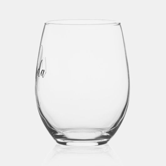 Modern Script Personalisiert Monogram und Name Weinglas Ohne Stiel (Links)