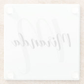 Modern Script Personalisiert Monogramm und Name Glasuntersetzer (Rückseite)