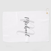 Modern Script Personalisiert Monogramm und Name Golfhandtuch (Horizontal)