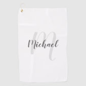 Modern Script Personalisiert Monogramm und Name Golfhandtuch (Vorderseite)