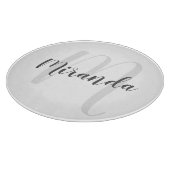 Modern Script Personalisiert Monogramm und Name Schneidebrett (Ecke)
