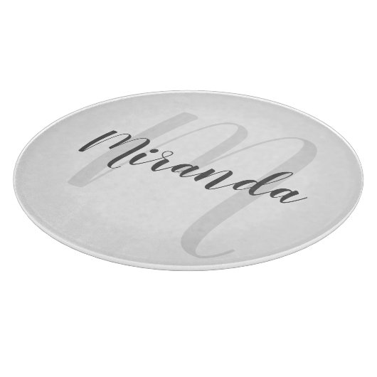 Modern Script Personalisiert Monogramm und Name Schneidebrett (Ecke)