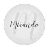 Modern Script Personalisiert Monogramm und Name Schneidebrett (Vorderseite)
