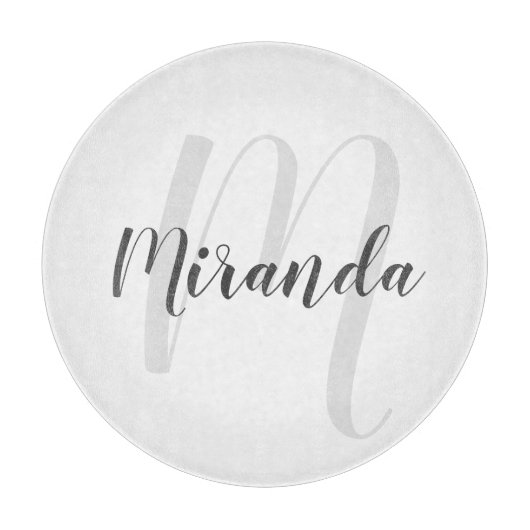 Modern Script Personalisiert Monogramm und Name Schneidebrett (Vorderseite)