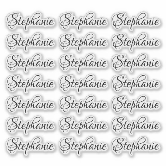 Modern Script Personalisiert Name Aufkleber (Vorderseite)