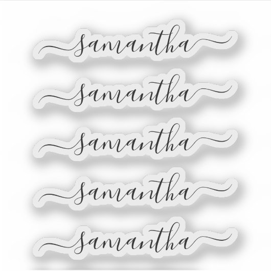 Modern Script Personalisiert Name Aufkleber (Vorderseite)