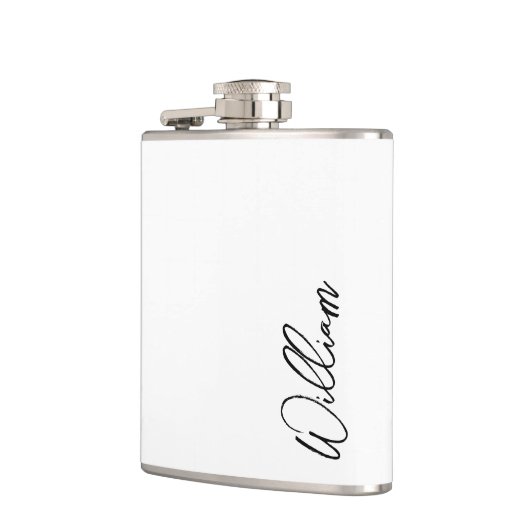 Modern Script Personalisiert Name Flachmann (Links)