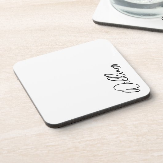 Modern Script Personalisiert Name Getränkeuntersetzer (Linke Seite)