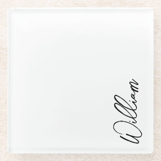 Modern Script Personalisiert Name Glasuntersetzer (Vorderseite)