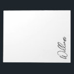 Modern Script Personalisiert Name Notizblock<br><div class="desc">Moderne Minimalistische Personalisierte Namensschilder Dieses Design zeichnet sich durch einen personalisierten Namen im modernen,  schwarzen Schriftart mit Schrift auf weißem Hintergrund aus.</div>