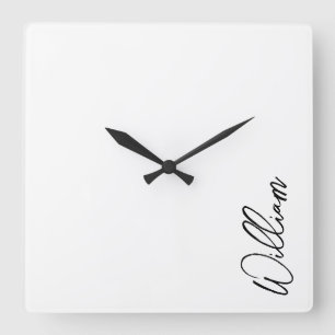 Modern Script Personalisiert Name Quadratische Wanduhr